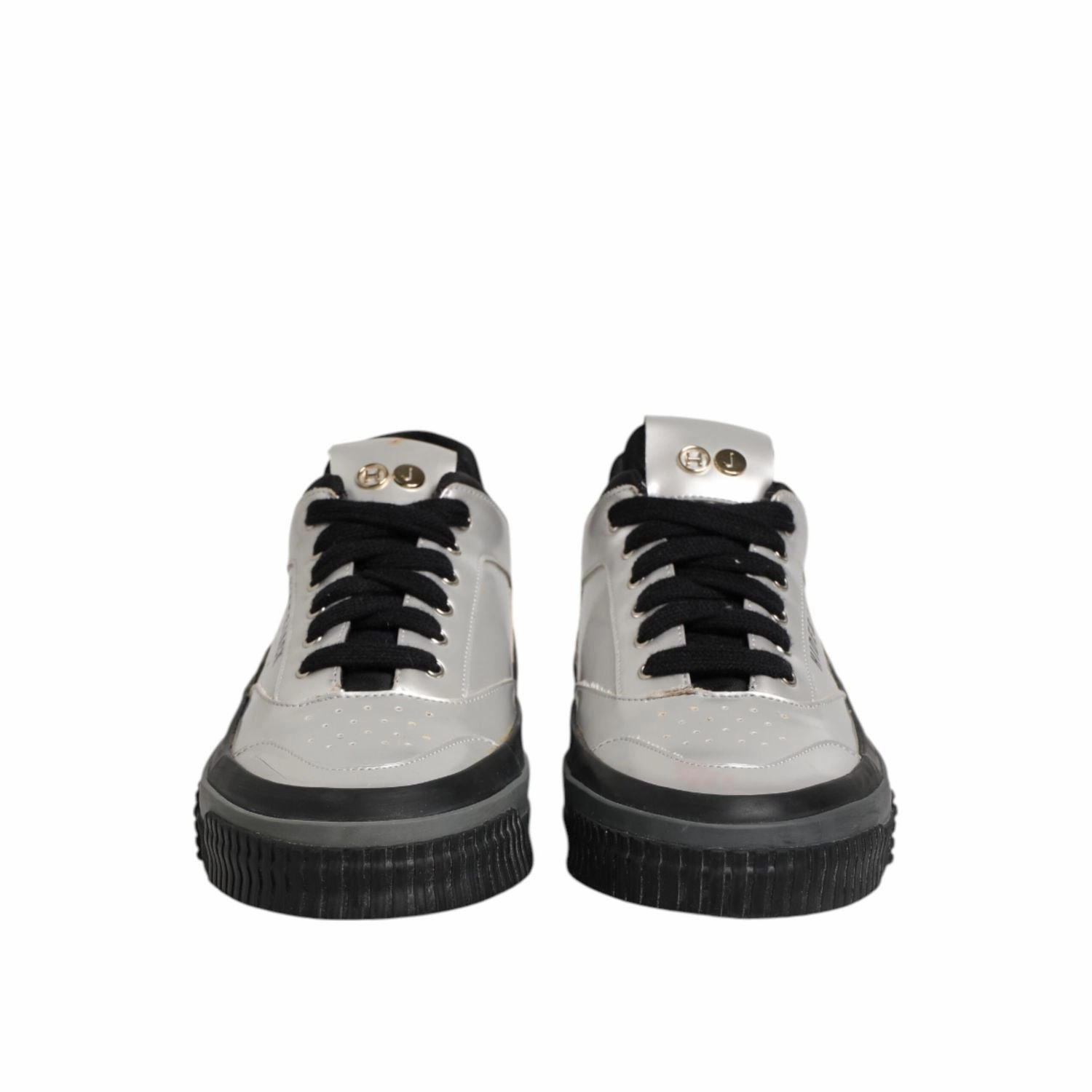 HIDE & JACK Silver Leather Lace Up Low Top Sneakers Shoes Sneakers River Phoenix