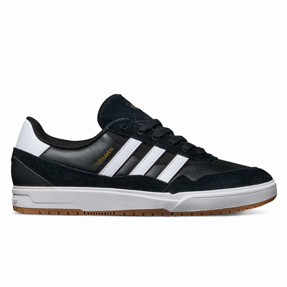 JI 0846 Black White Gum Tyshawn 2 II Adidas Skateboarding Leather Suede Skateboarding Shoes Suede Adidas Shoes