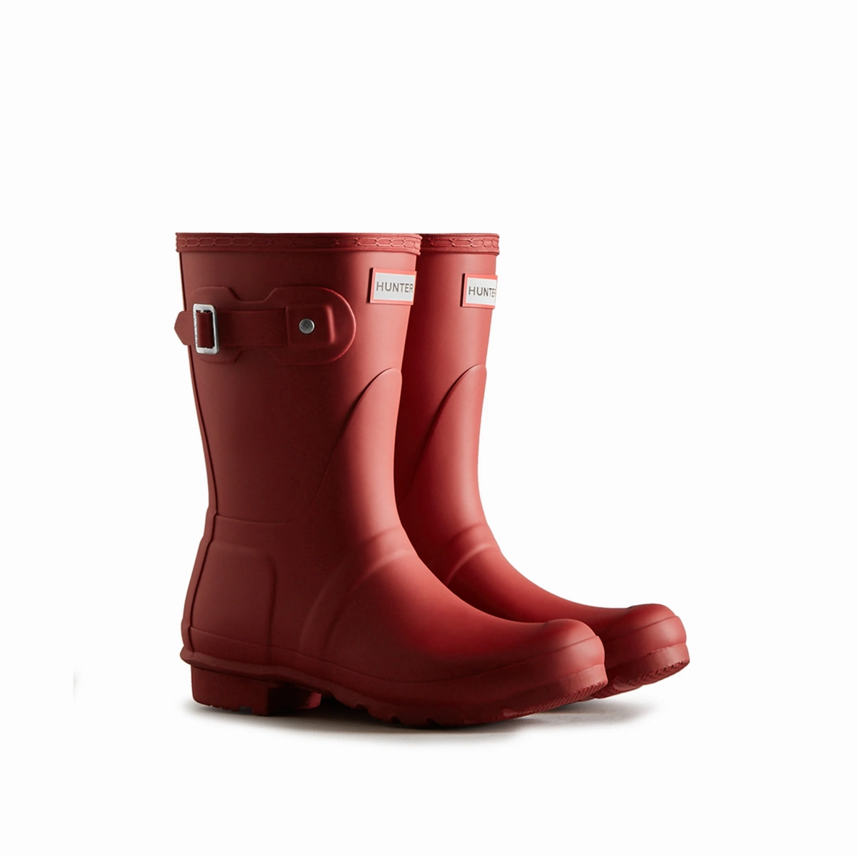 Kinetic Impact Puffy Zip Waterproof Shoes Hunter Women's Original Short Rain Boots - Military Red