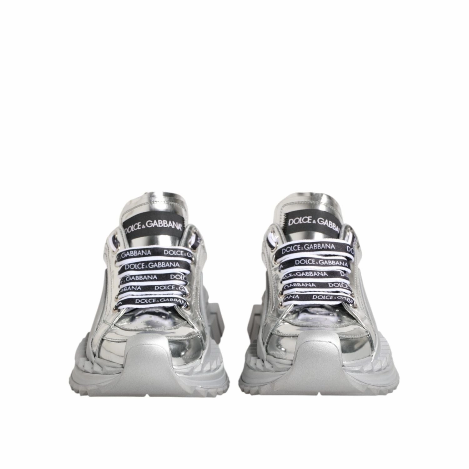 Dolce & Gabbana Silver Leather Super Queen Sneakers Shoes Hoka Athletics Sneakers