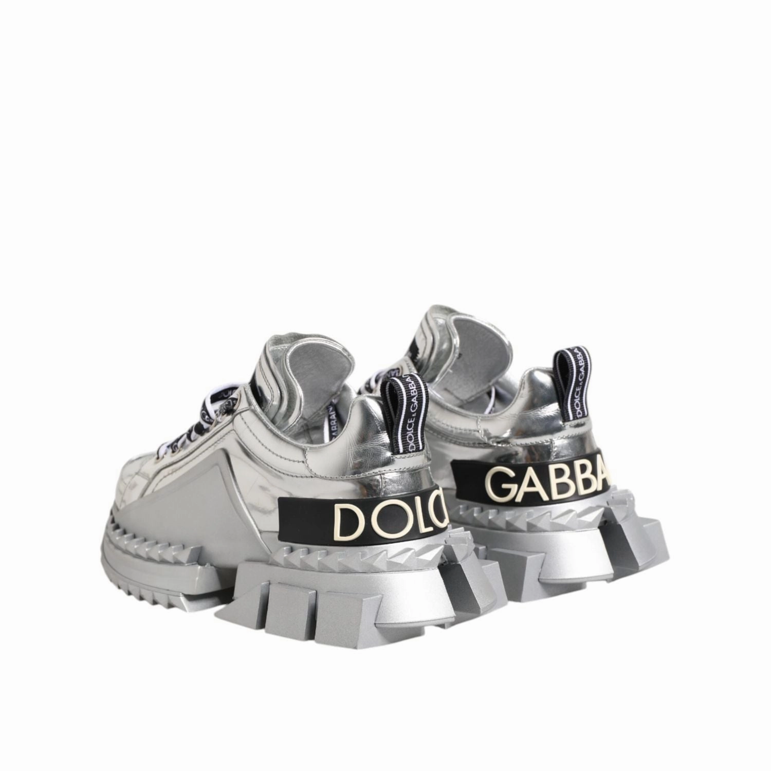 Dolce & Gabbana Silver Leather Super Queen Sneakers Shoes Raffia Sneakers
