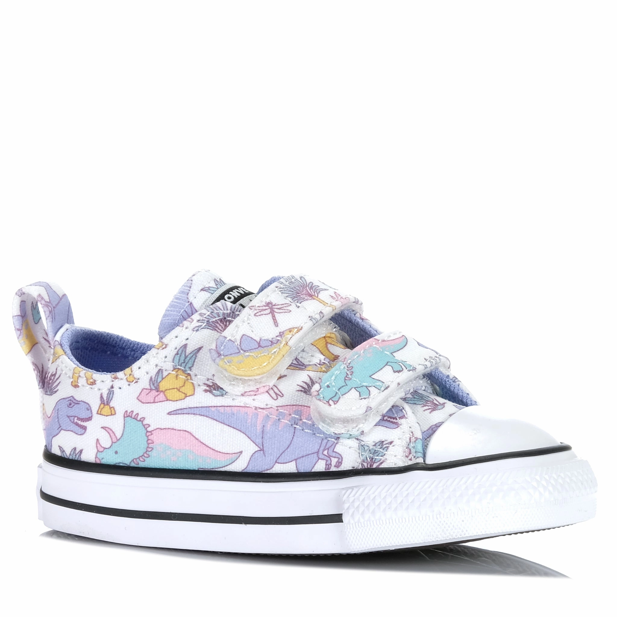 Converse Chuck Taylor Infant CT Dinocons 2V Low White/Ultraviole Sneakers With Rocker Bottom