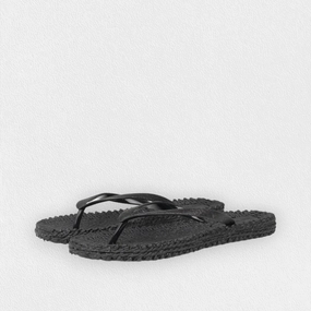 ILSE JACOBSEN - CHEERFUL FLIP FLOP IN BLACK Natural Material Flip Flops