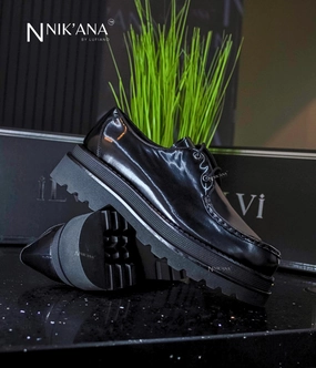 iLVi018-Lace up: Black Porn Flats Shoes