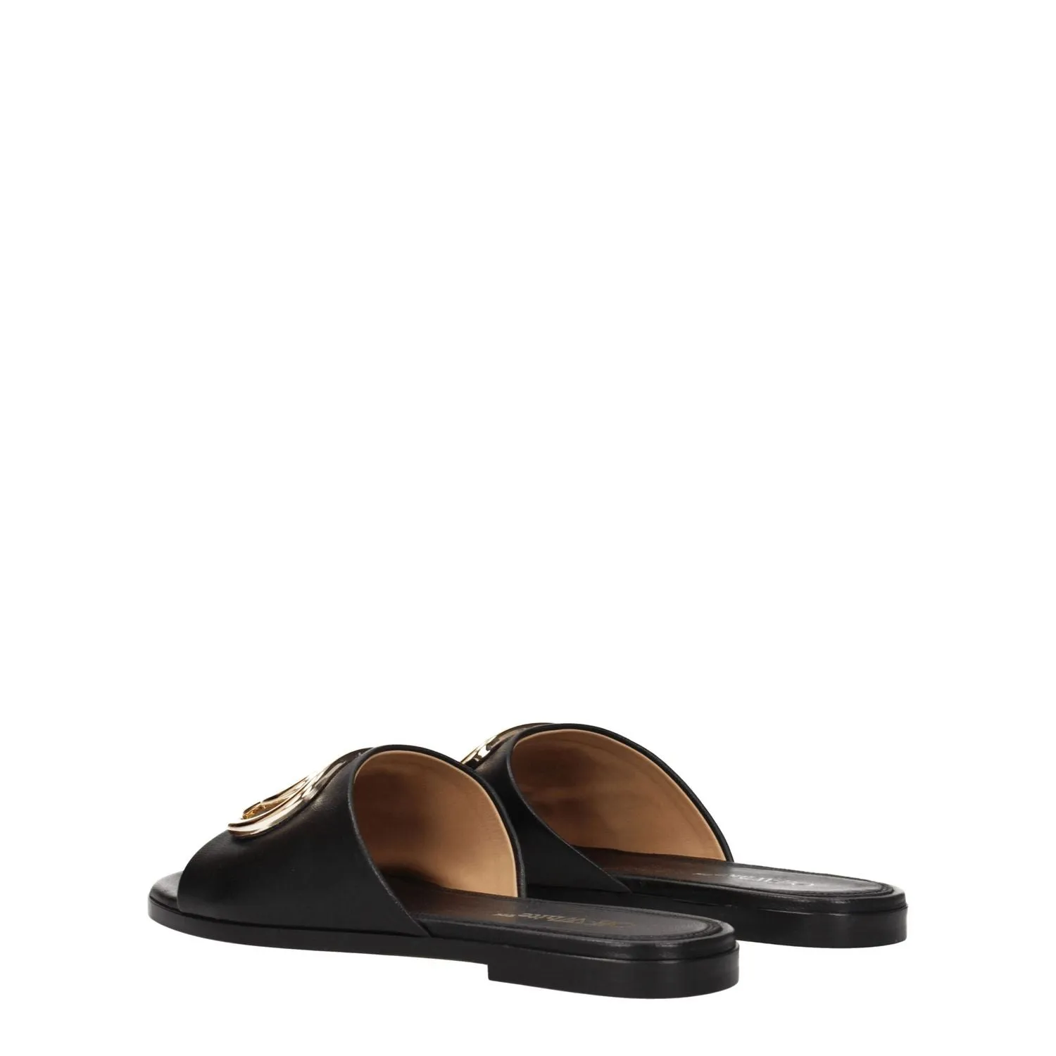 Off-White Black Leather Slippers Fox Union Flat Shoes