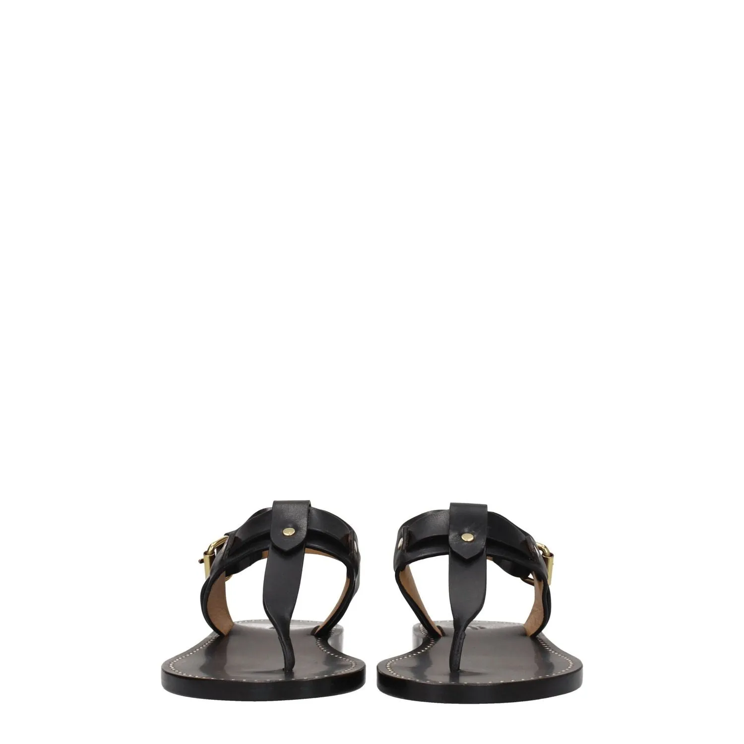 Flat Casual Shoes Isabel Marant Black Leather Flip-Flop Sandals
