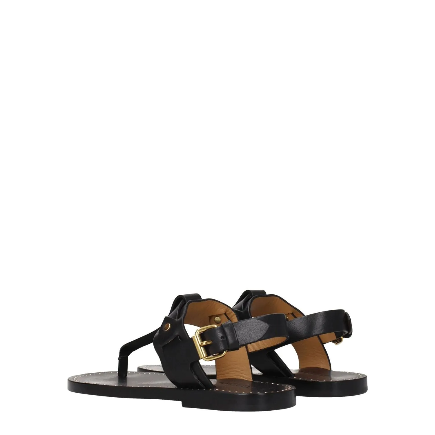 Isabel Marant Black Leather Flip-Flop Sandals Qupid Shoes Flats