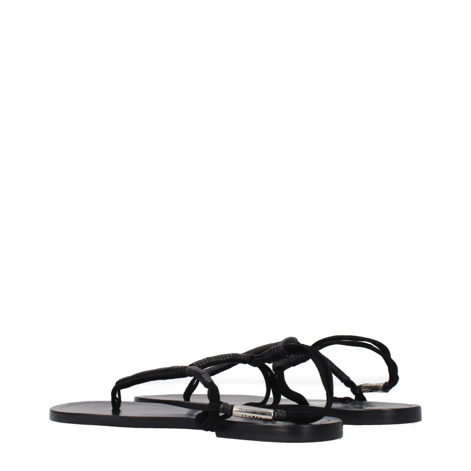 Isabel Marant Black Leather Flip-Flop Sandals Moccasin Flats Shoes