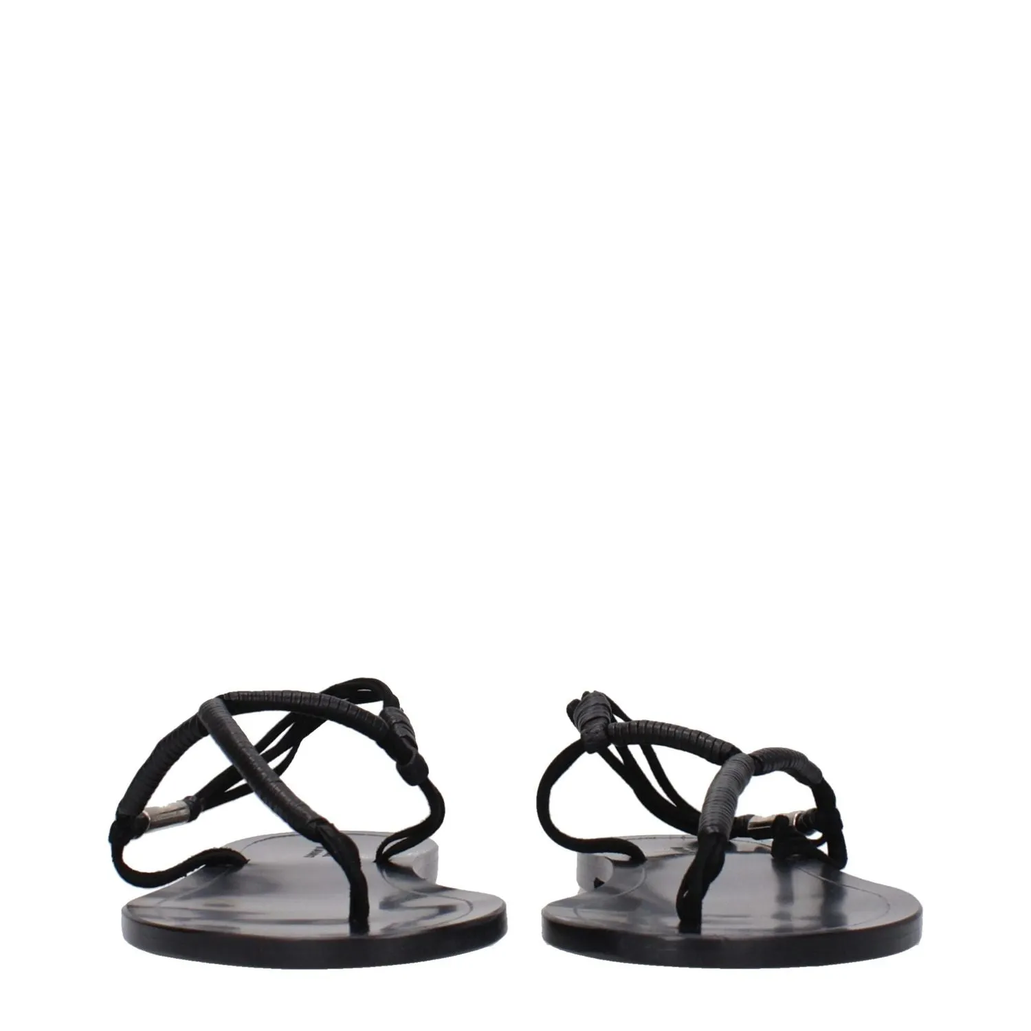 Isabel Marant Black Leather Flip-Flop Sandals Flat Shoes To Wear With Jeans