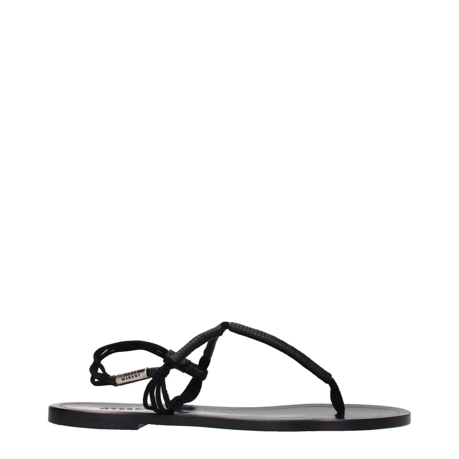 Flat Shoe Vending Machine Isabel Marant Black Leather Flip-Flop Sandals