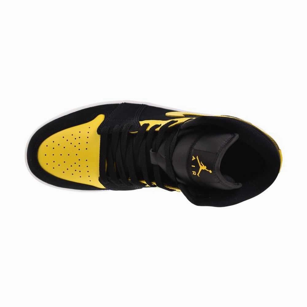 Jordan 1 Mid SE Men's Shoes Black/Varsity Maize-White Shoes For Smart Casual Attire