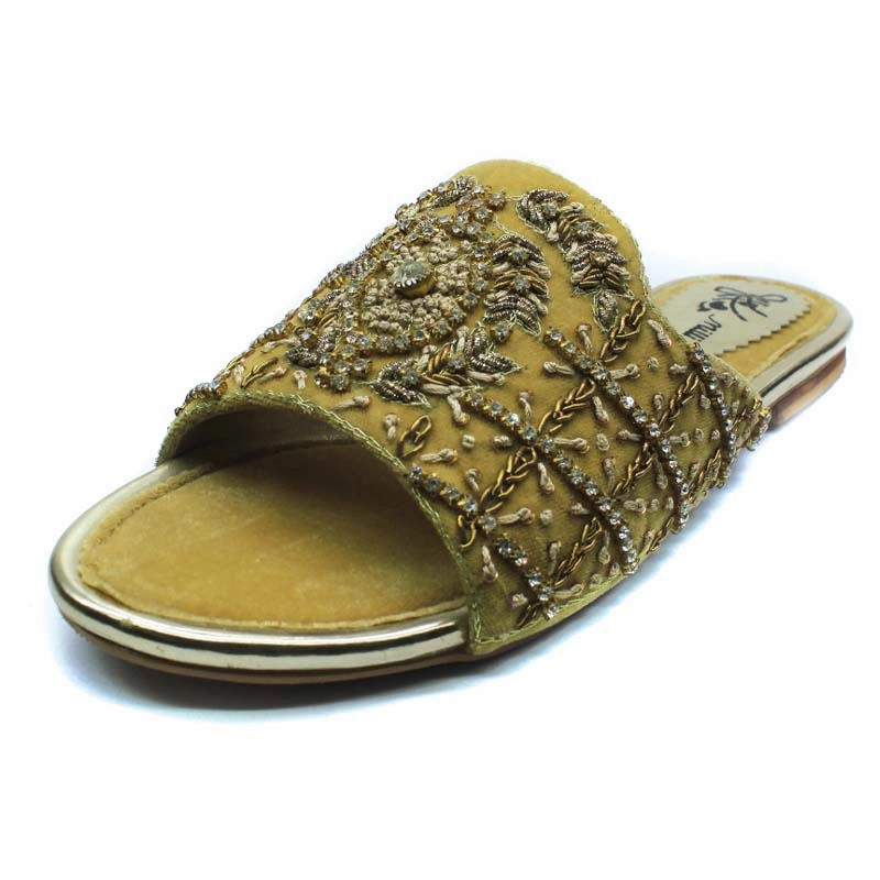 Stars Casual All-match Denim Skate Shoes Fawn Gold Fancy Slipper