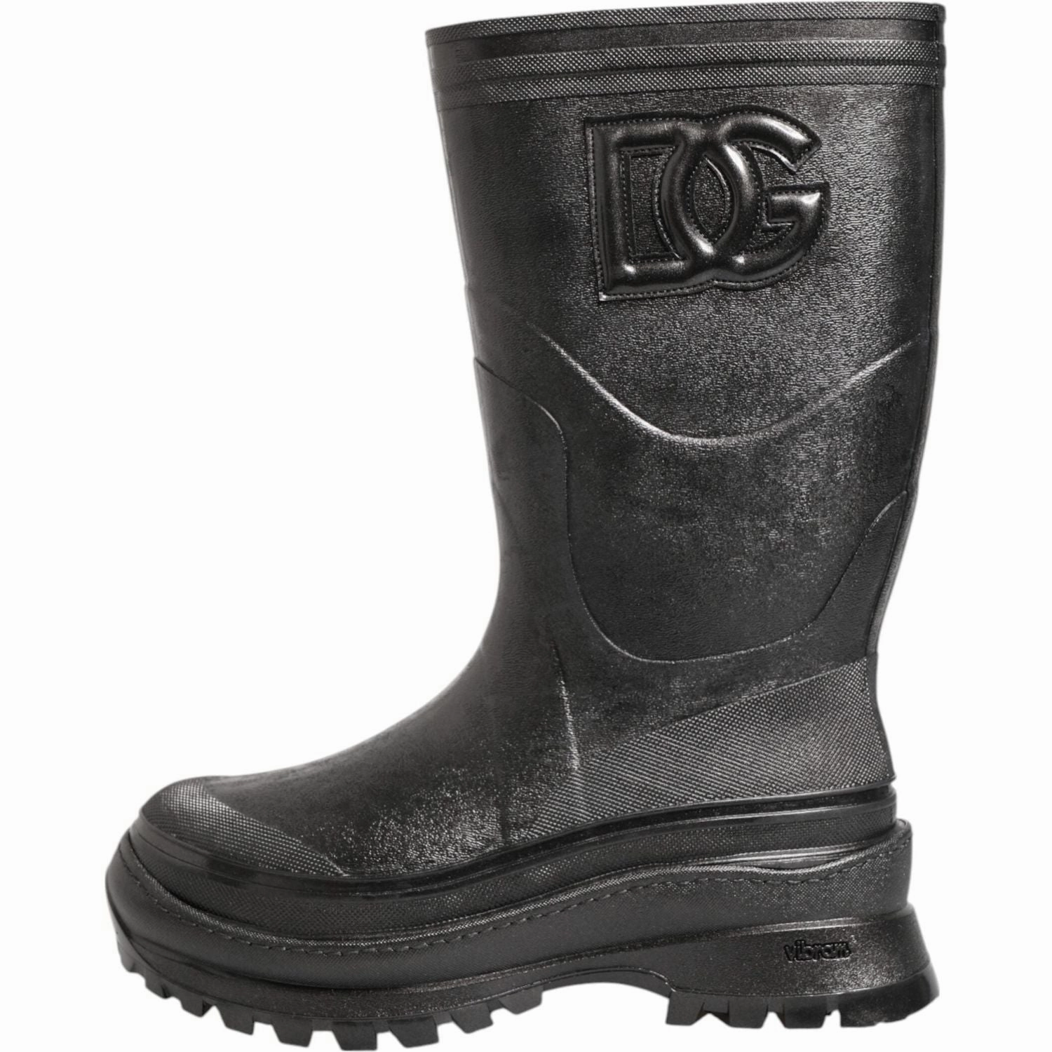 Dolce & Gabbana Metallic Black Pull On Rain Boots Men Shoes Expensive Cowboy Boots