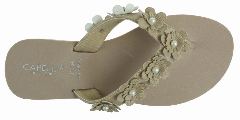 Ladies Taupe Faux Suede Floral Wedge Flip Flop Gym Flip Flops