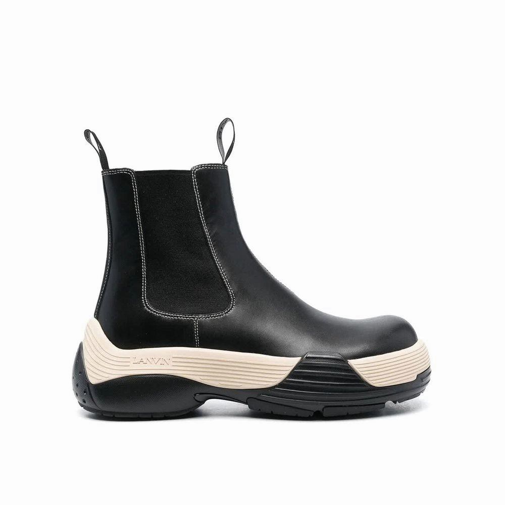 Flat Feet Marathon Shoes Lanvin Black Calfskin Chelsea Boots