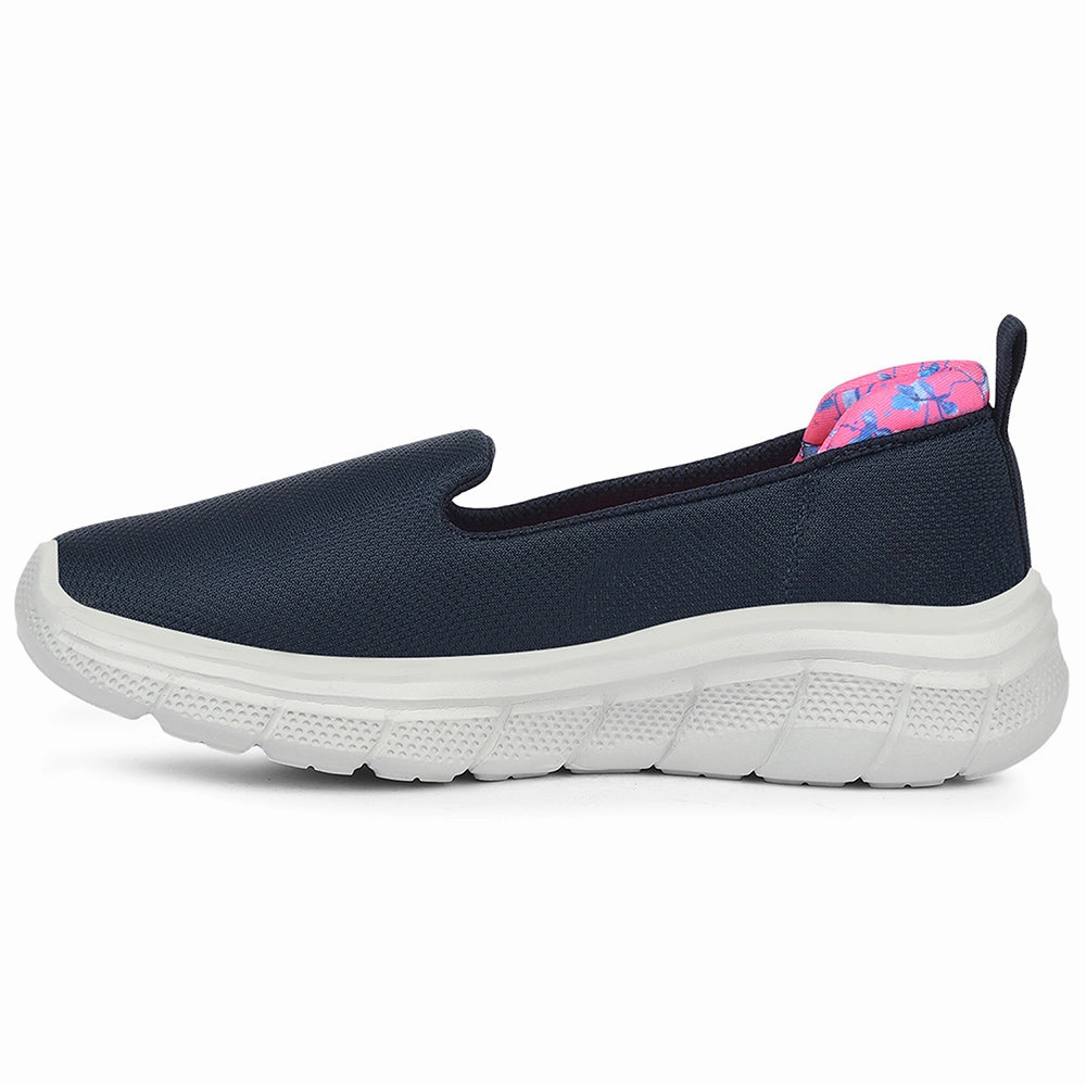 Leap7x Navy Blue Sports Non Lacing Walking Shoes For Women KAPPER By Liberty Walking Shoes For Pronated Feet