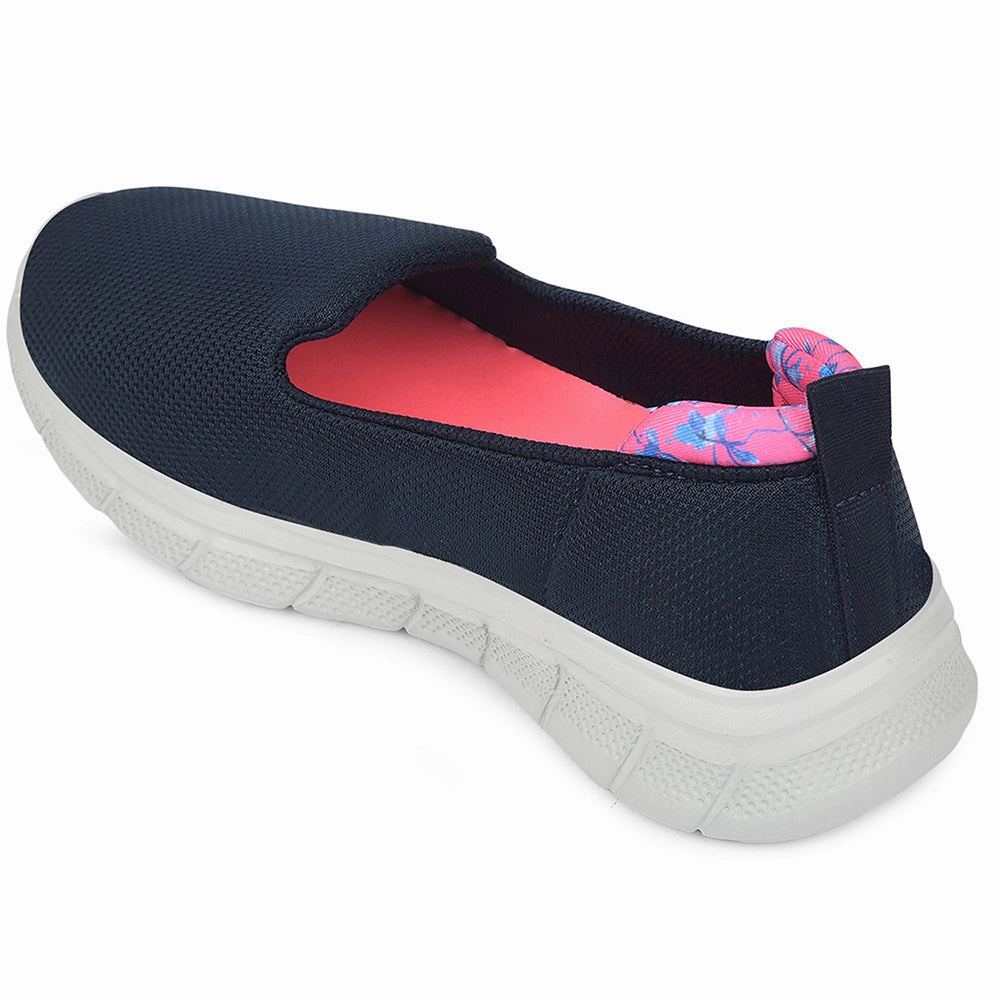 Leap7x Navy Blue Sports Non Lacing Walking Shoes For Women KAPPER By Liberty For Overweight  Best Walking