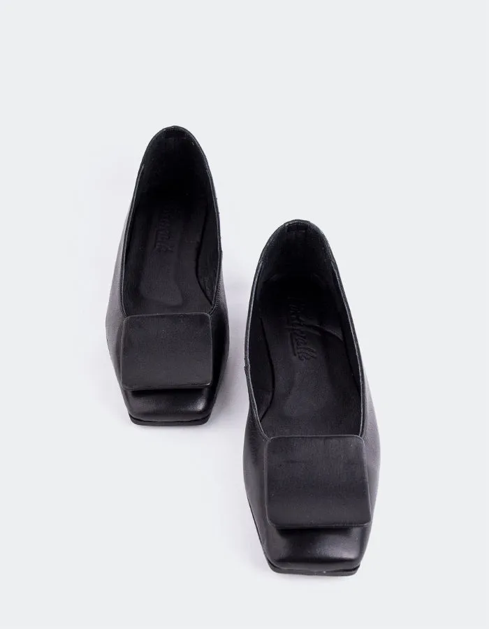 Ballet Flat Work Shoes Prianca Black Leather