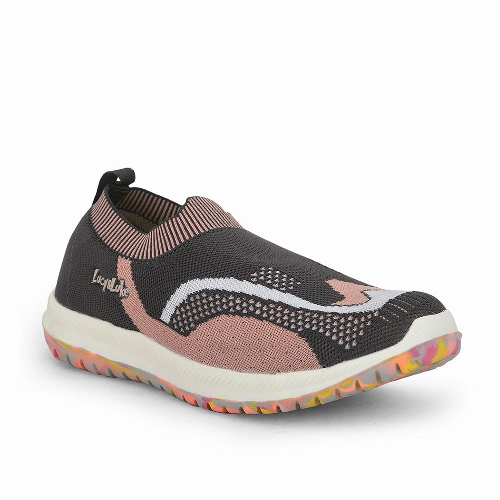 Walk In Running Lucy & Luke (Grey) Casual Non Lacing Shoes For Kids WING-1 By Liberty