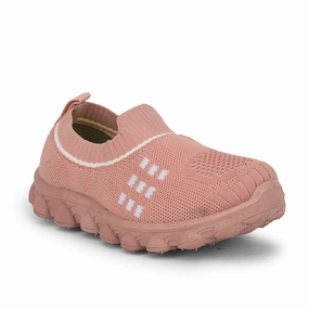 Lucy & Luke (Peach) Casual Non Lacing Shoes For Kids KDL-07 By Liberty Shoes Comfortable For Walking