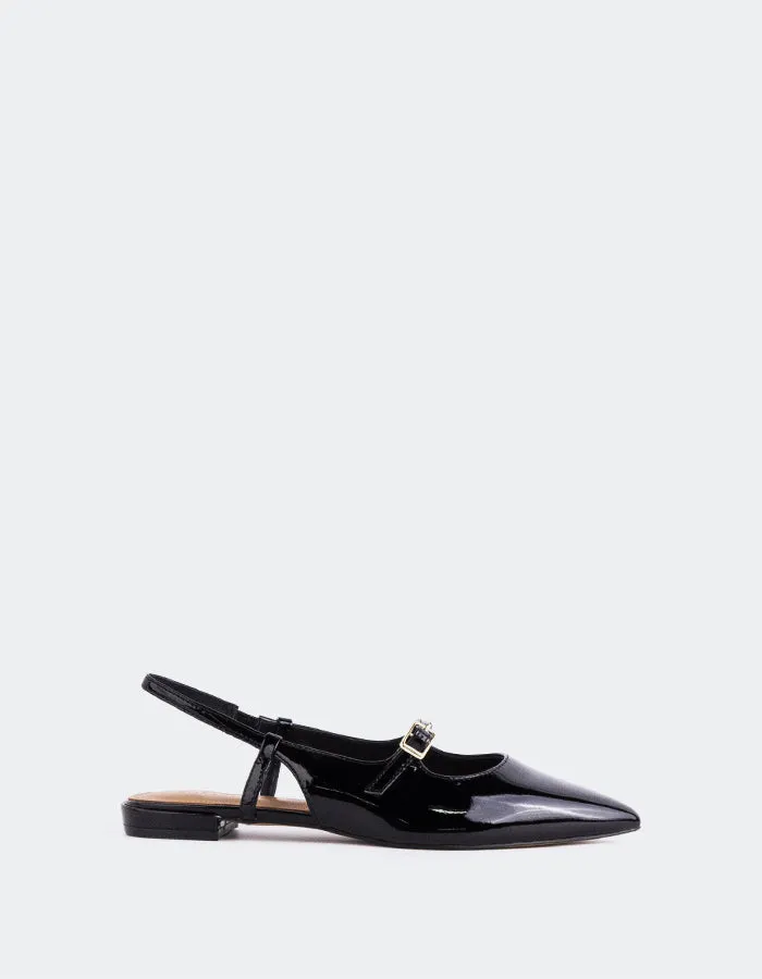 Ludisia Black Patent Piccadilly Flat Shoes