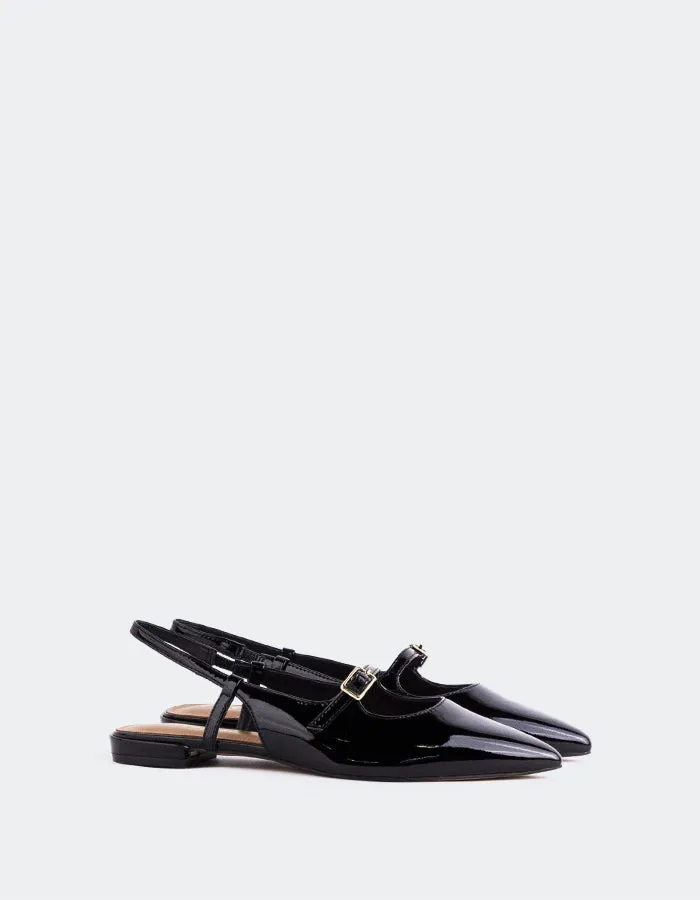 Flat Flexible Shoes Ludisia Black Patent