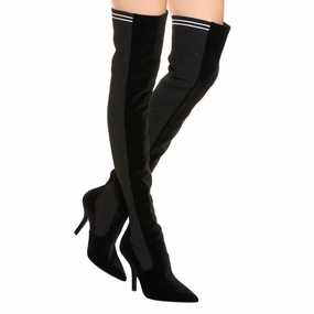 Dragon Ball Z Goku Boots Fendi Black Velvet Over-the-Knee Rockoko Boots 38