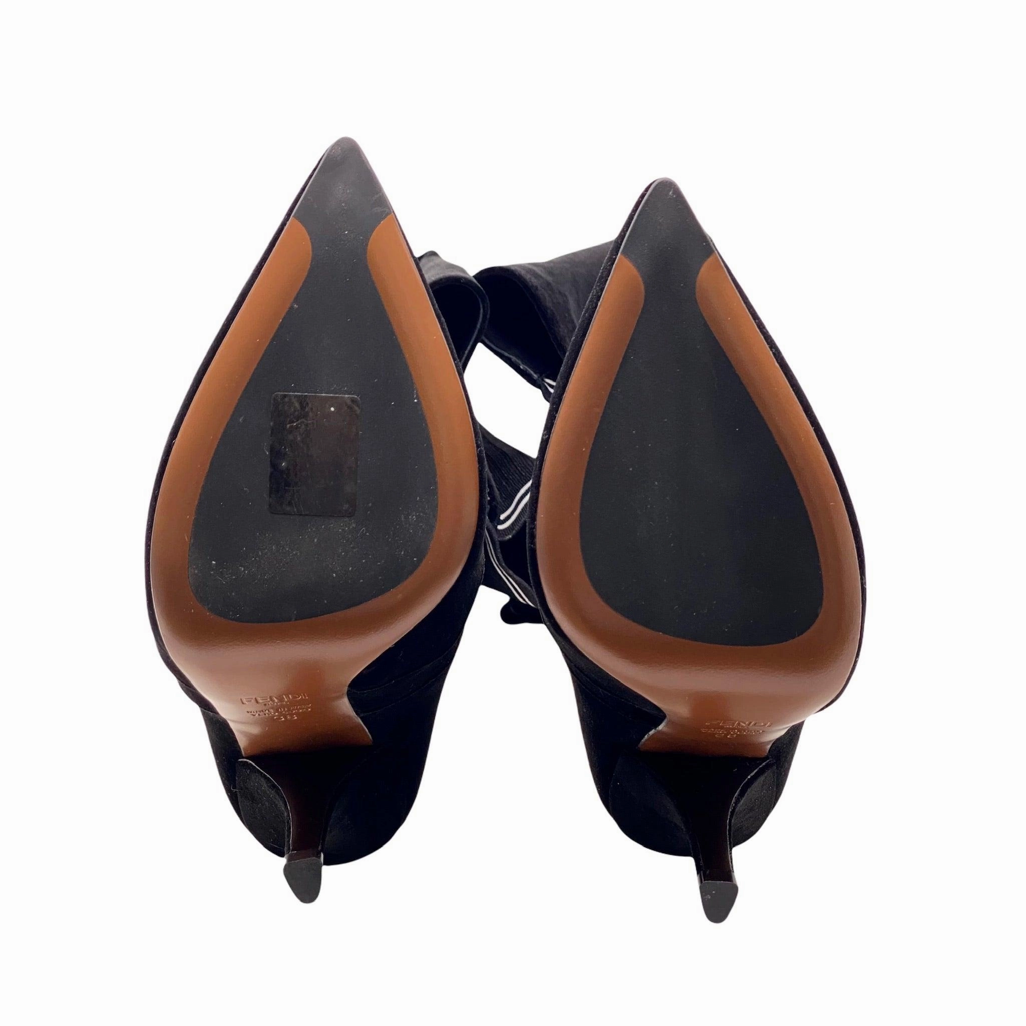 Fendi Black Velvet Over-the-Knee Rockoko Boots 38 City Boots