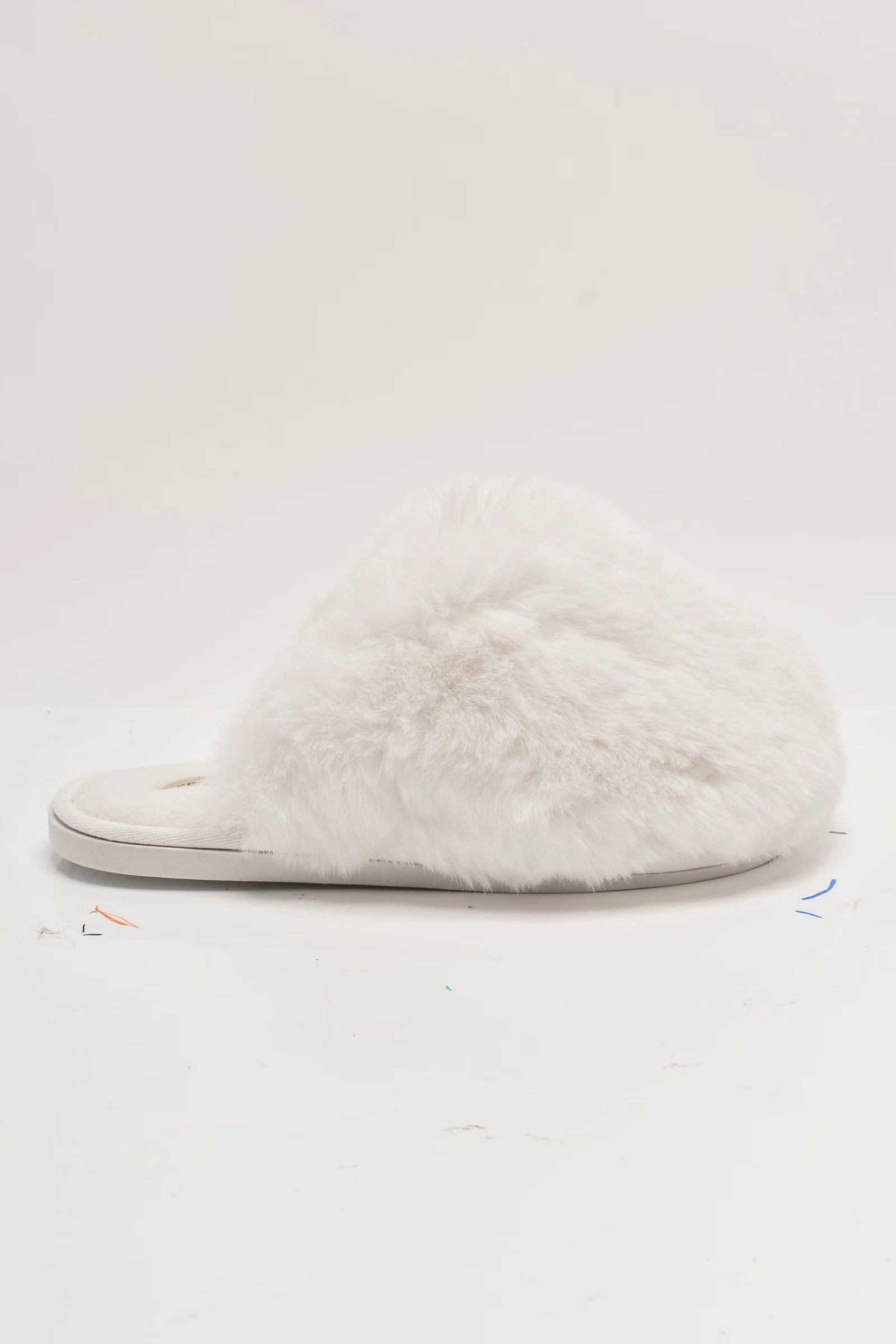 Mules Slides Free People Snowball Slipper in Snow Faux Fur