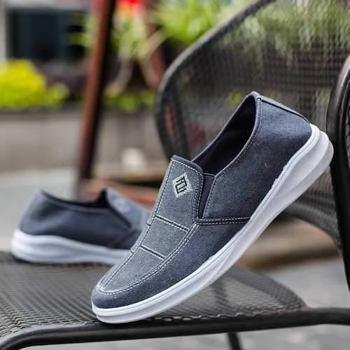Men Low Top Canvas Breathable Flat Slip On Casual Loafers Best Flat Shoes To Wear With Dresses