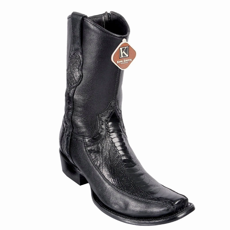 Boots Wheat Men's King Exotic Ostrich Leg Boots With Deer Dubai Toe Handcrafted Black (479BF0505)