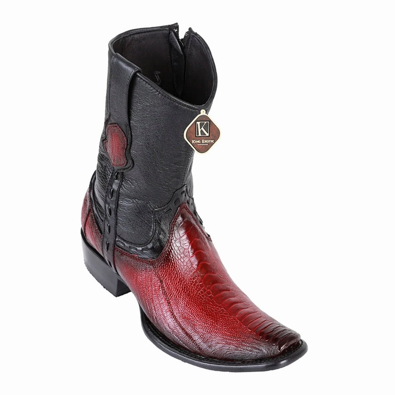 Men's King Exotic Ostrich Leg Boots With Deer Dubai Toe Handcrafted Faded Burgundy (479BF0543) Size 11 Wide Cowgirl Boots