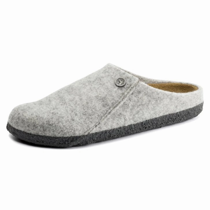 Warmies Microwavable Slippers Birkenstock Zermatt Wool Felt - Light Grey Narrow Fit