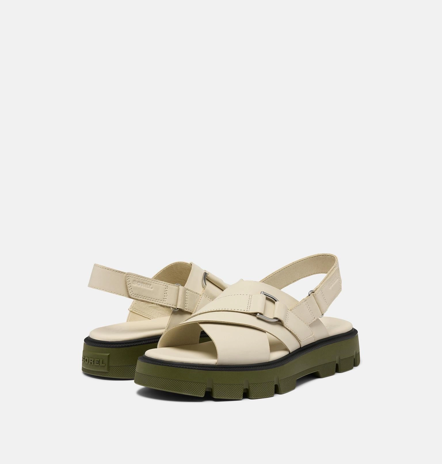 Suede Waterproof Shoe Spray Sorel Women's Rein CB Crisscross Sandal | Chalk / Utility Green