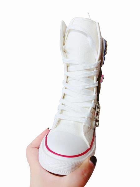 MOF Kids autumn hi-top shoes rhinestone canvas hi-top sneakers for girls Best Sport Shoes For Flat Feet
