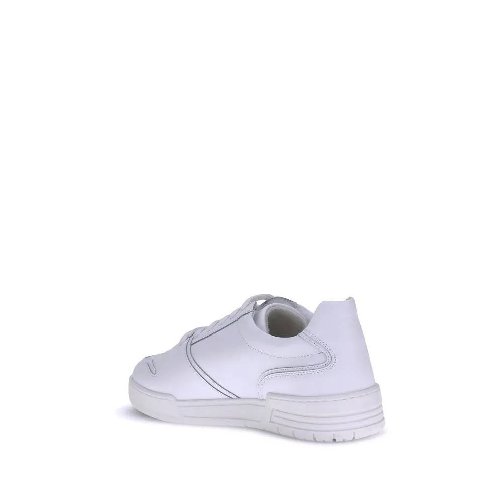 Moschino White Rubber Low Top Sneakers Metallic Flats Shoes