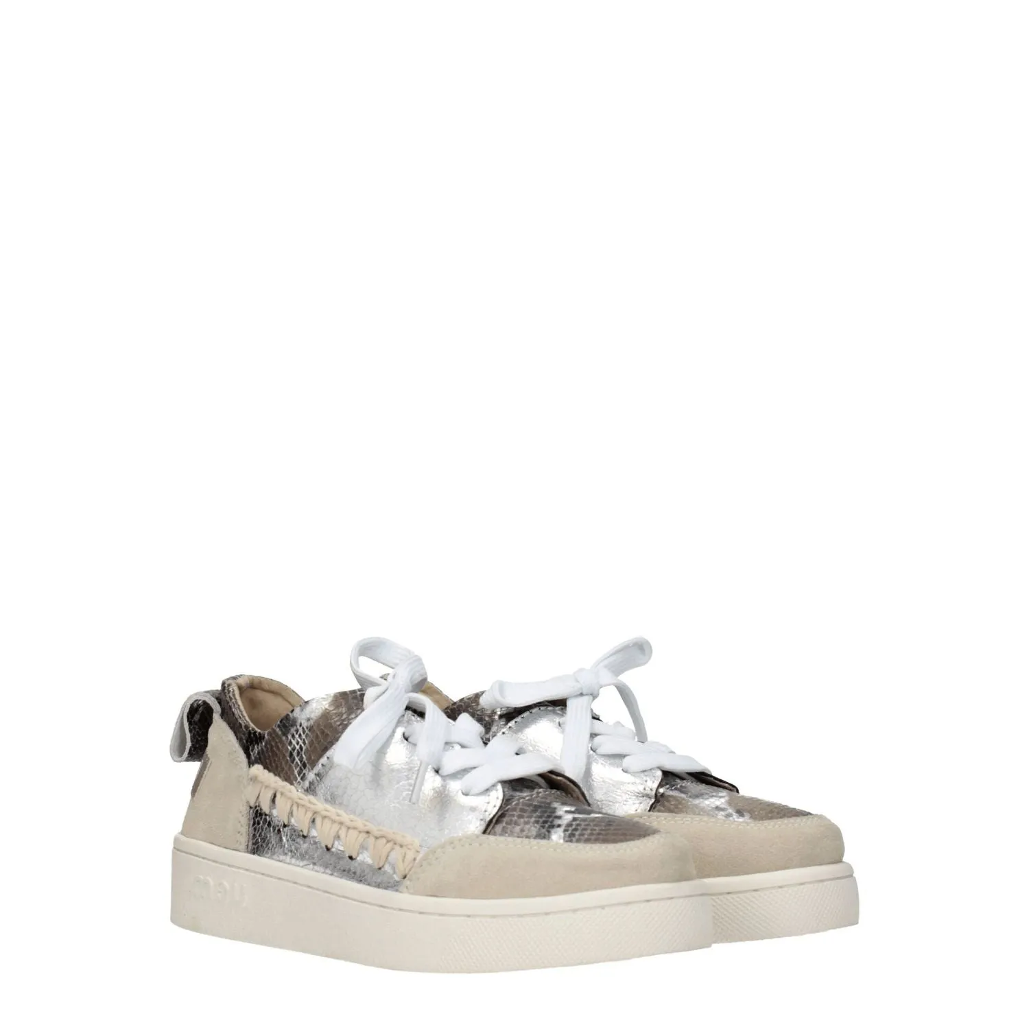 Mou Gray Leather Low Top Sneakers Shoes For Arches