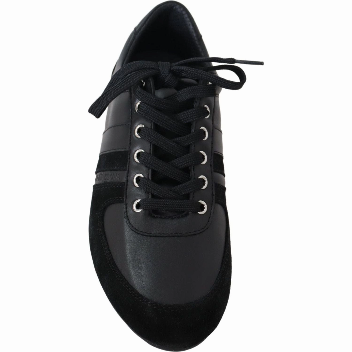 Atom Casual Shoes Dolce & Gabbana Black Logo Leather Casual Sneakers Shoes