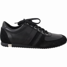 Dolce & Gabbana Black Logo Leather Casual Sneakers Shoes Casual Tennis Shoes With Arch Support