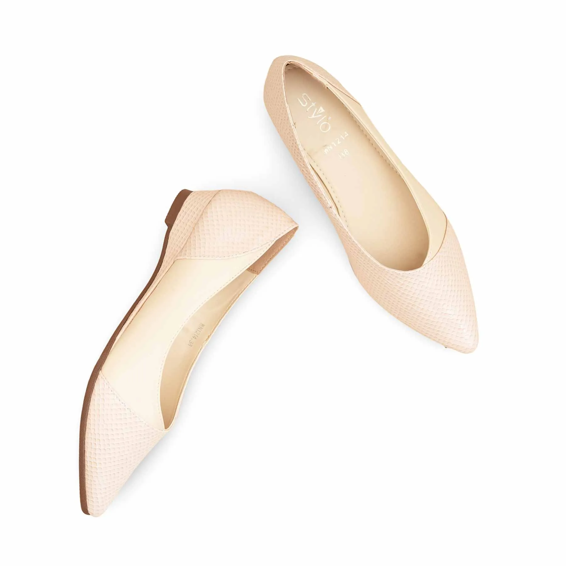 Supportive Flat Dress Shoes Beige Women Pumps WN1214