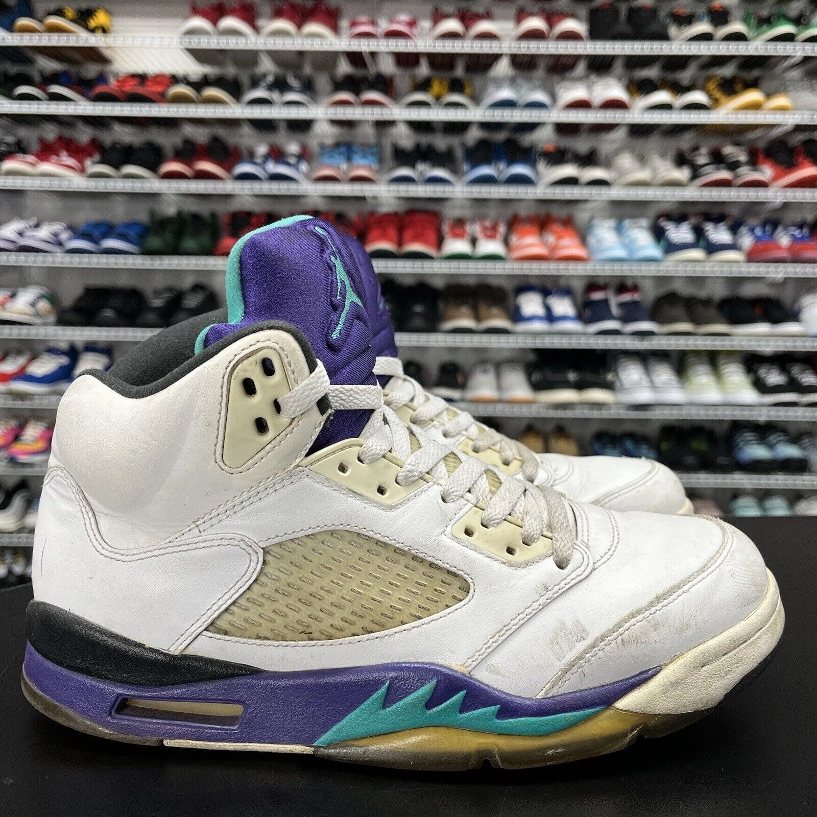 Nike Air Jordan 5 Retro Grape 2013 138027-108 Men's Size 9 No Insole Asics Wrestling Shoes Ex-eo Twr900