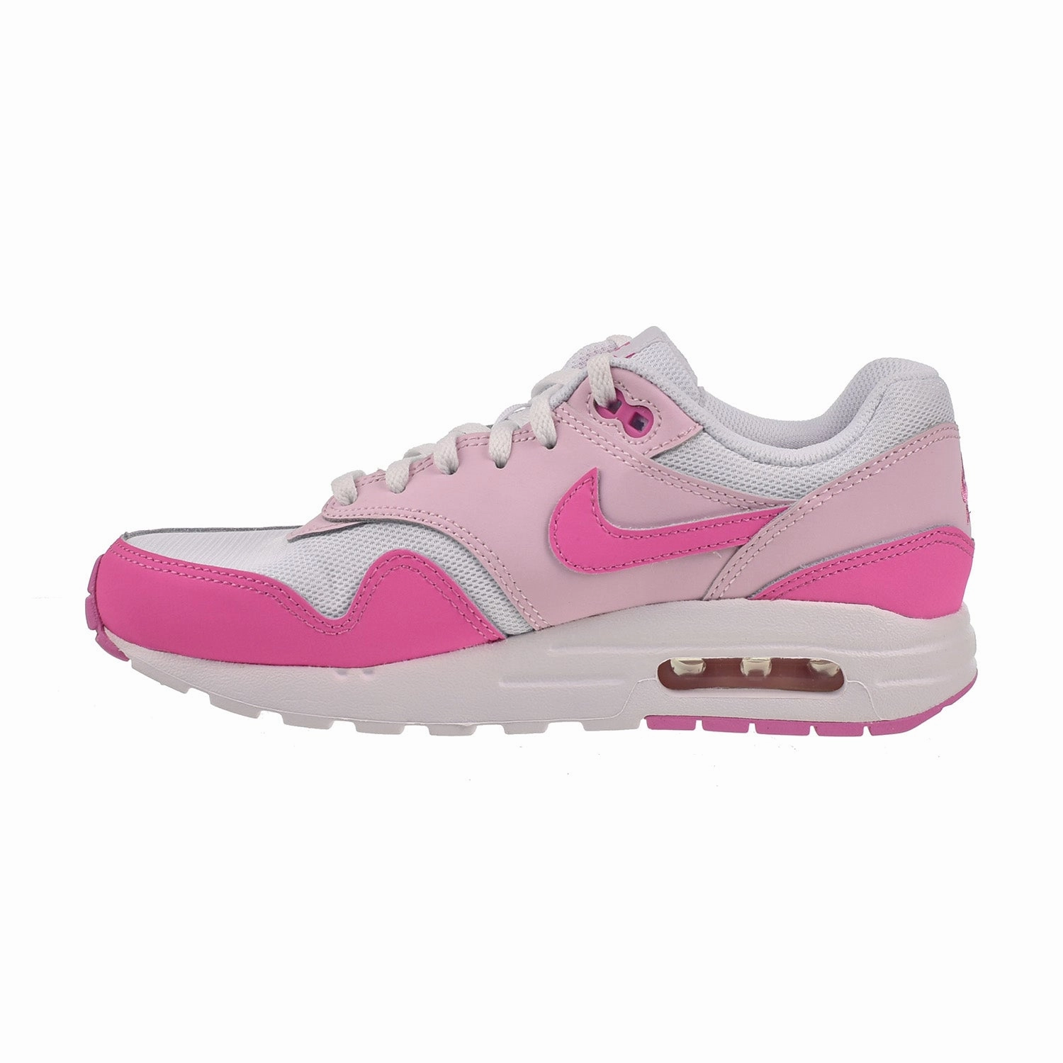 Nike Air Max 1 (GS) Big Kids' Shoes White-Playful Pink-Pink Foam Running Shoes Good