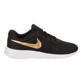 Nike Tanjun GS Black Metallic Gold White Big Kids Running Shoes 818381 016 V2k Run Casual Shoes