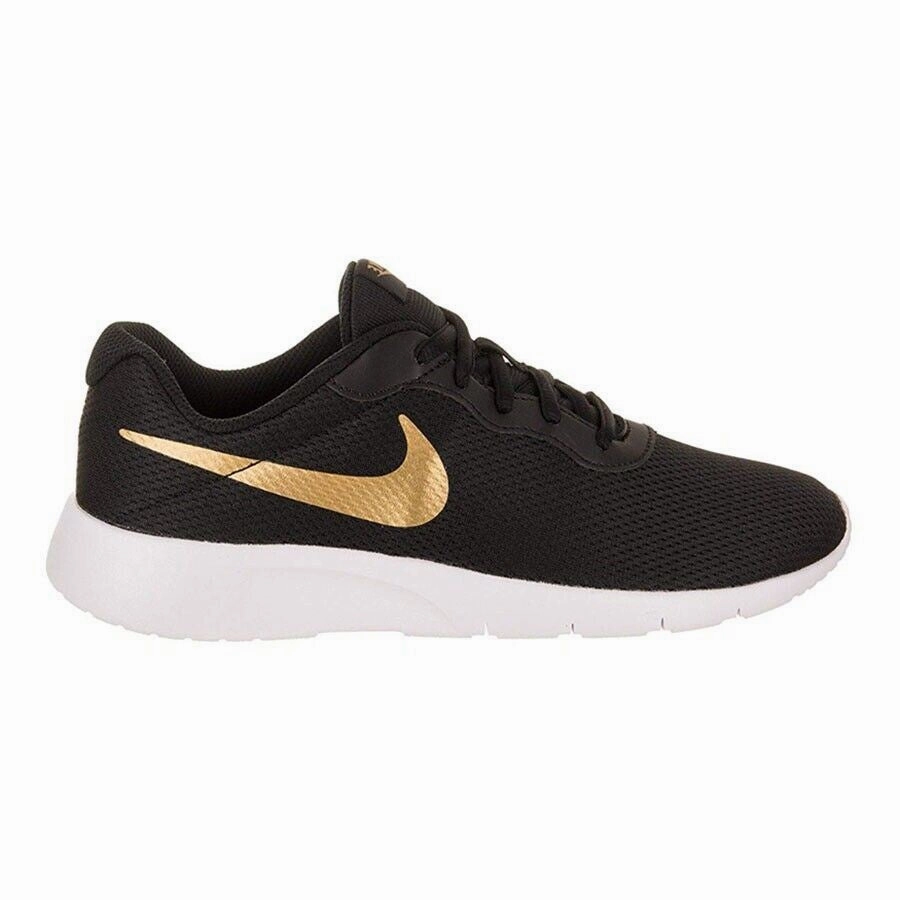 Best Running Shoes For Pronation And Flat Feet Nike Tanjun GS Black Metallic Gold White Big Kids Running Shoes 818381 016