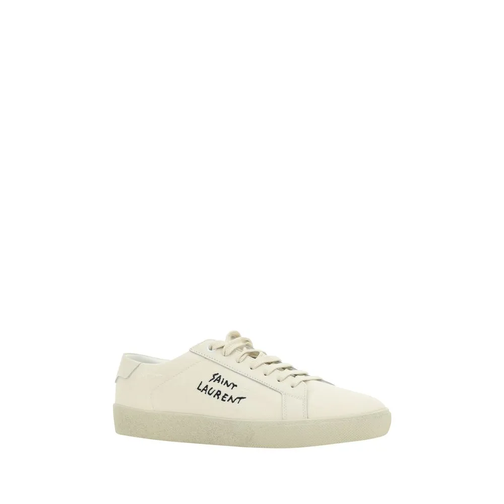 Saint Laurent White Rubber Low Top Sneakers Flat Shoes Clipart