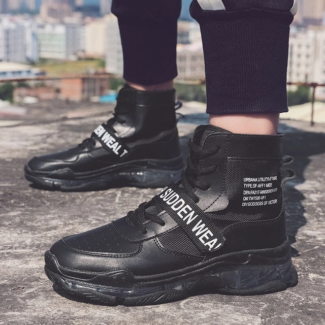 New Fashion Men High Top Shoes Designer Chunky Sneakers 2020 Spring Autumn Casual Comfortable Mens Trainers Sepatu Sneaker Pria Flat Slingback Shoes