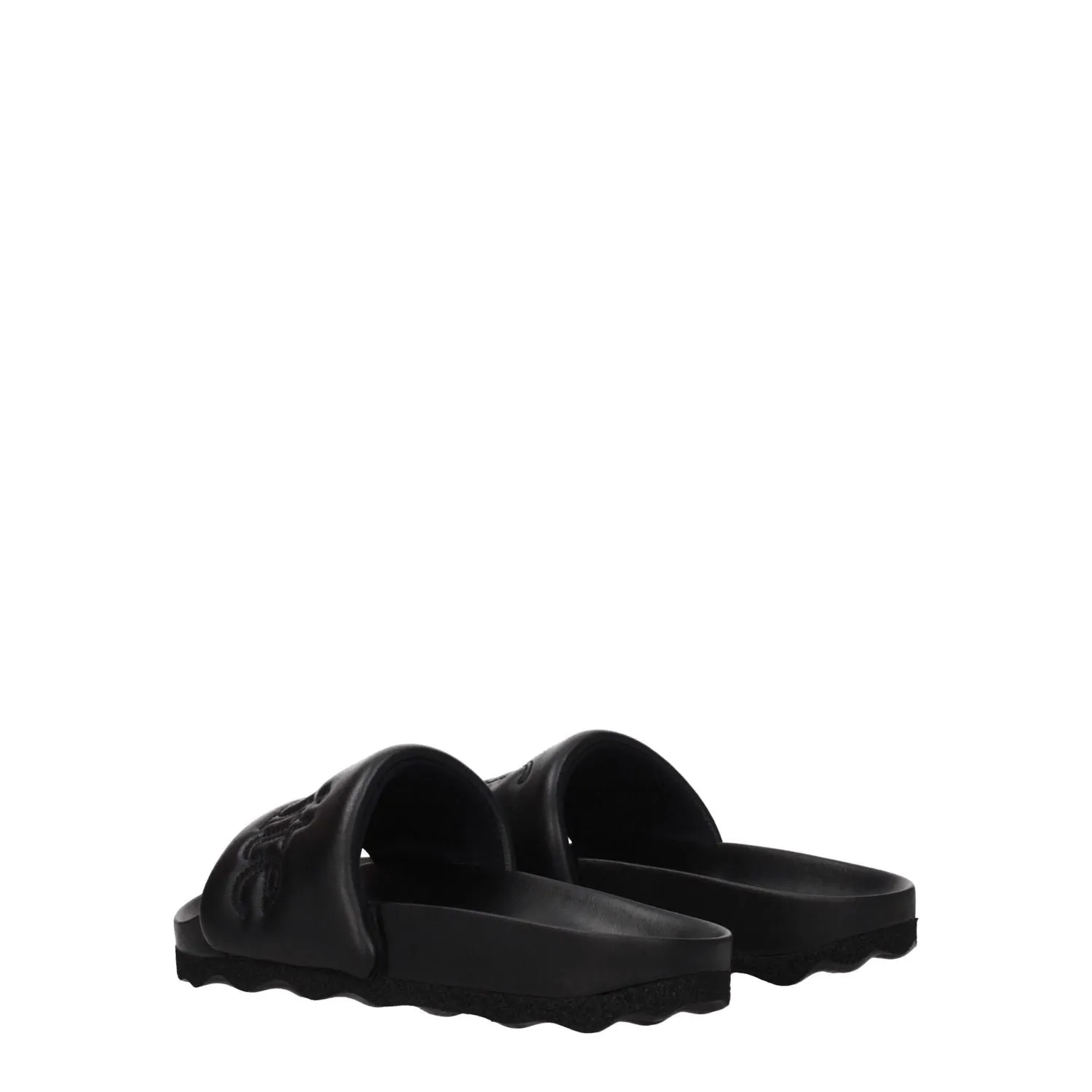 Off-White Black Leather Slippers So Flat Shoes