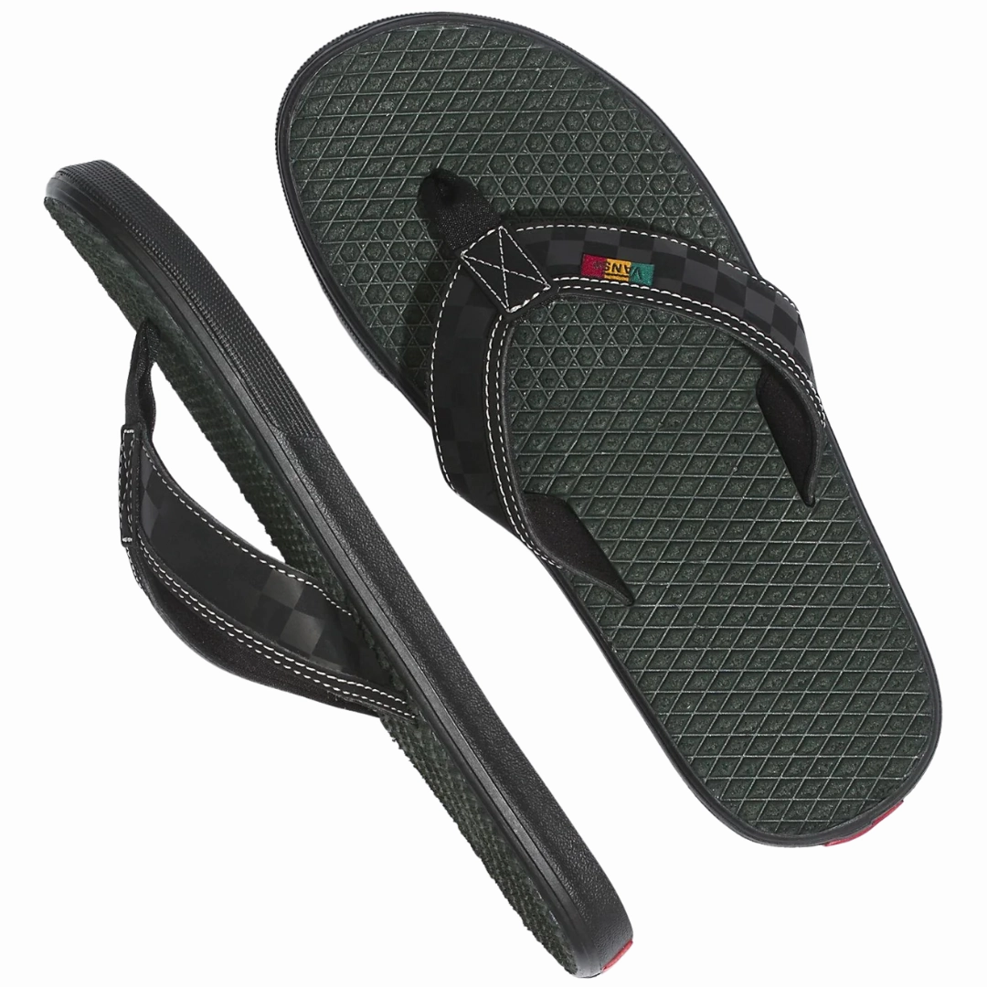 Vans Men's La Costa Lite Sandals Flip Flops - Rasta / Forest Night / Black Gloss Flip Flops
