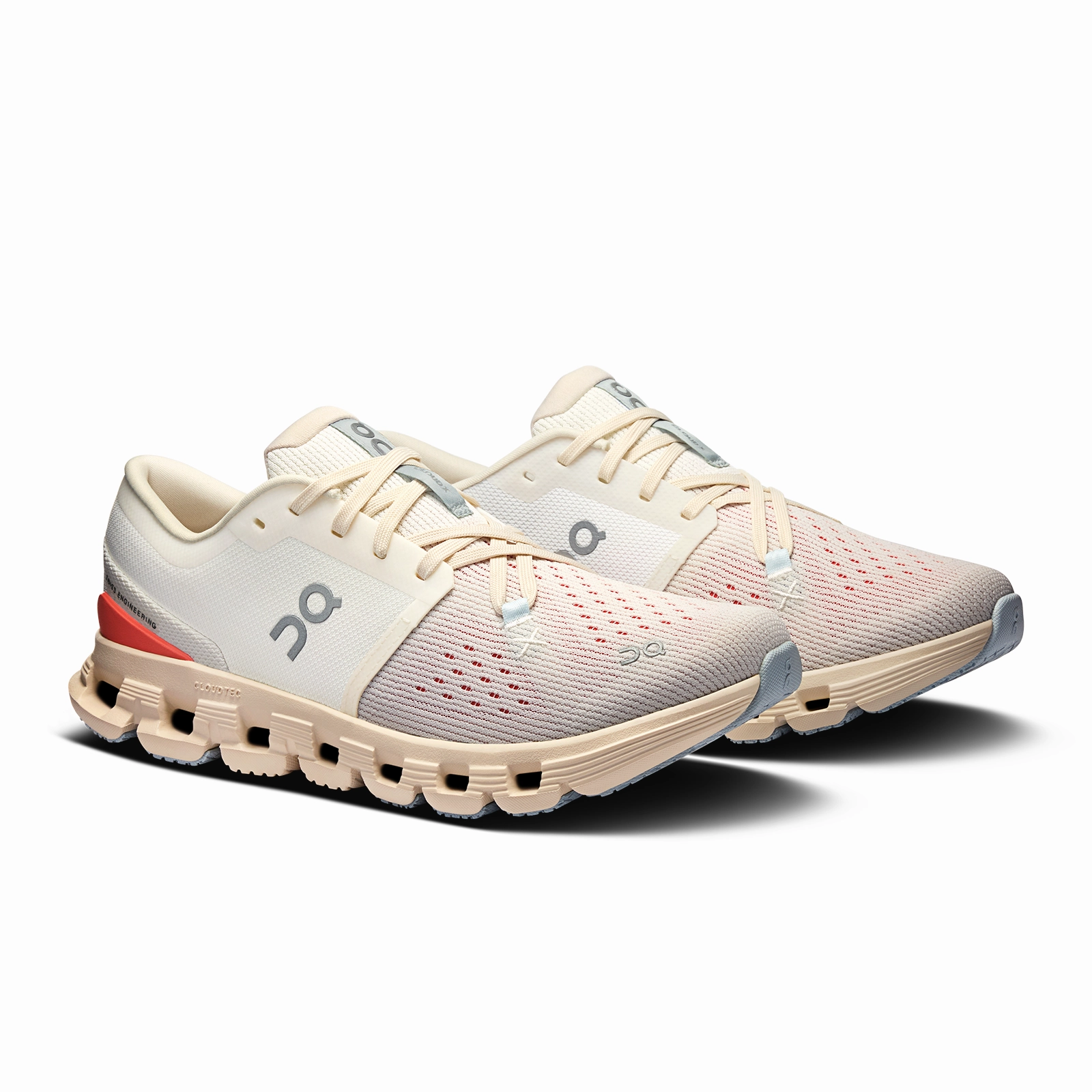 Running Wide Shoes On Running Cloud X4 Running Shoe (Women) - Ivory/Salmon