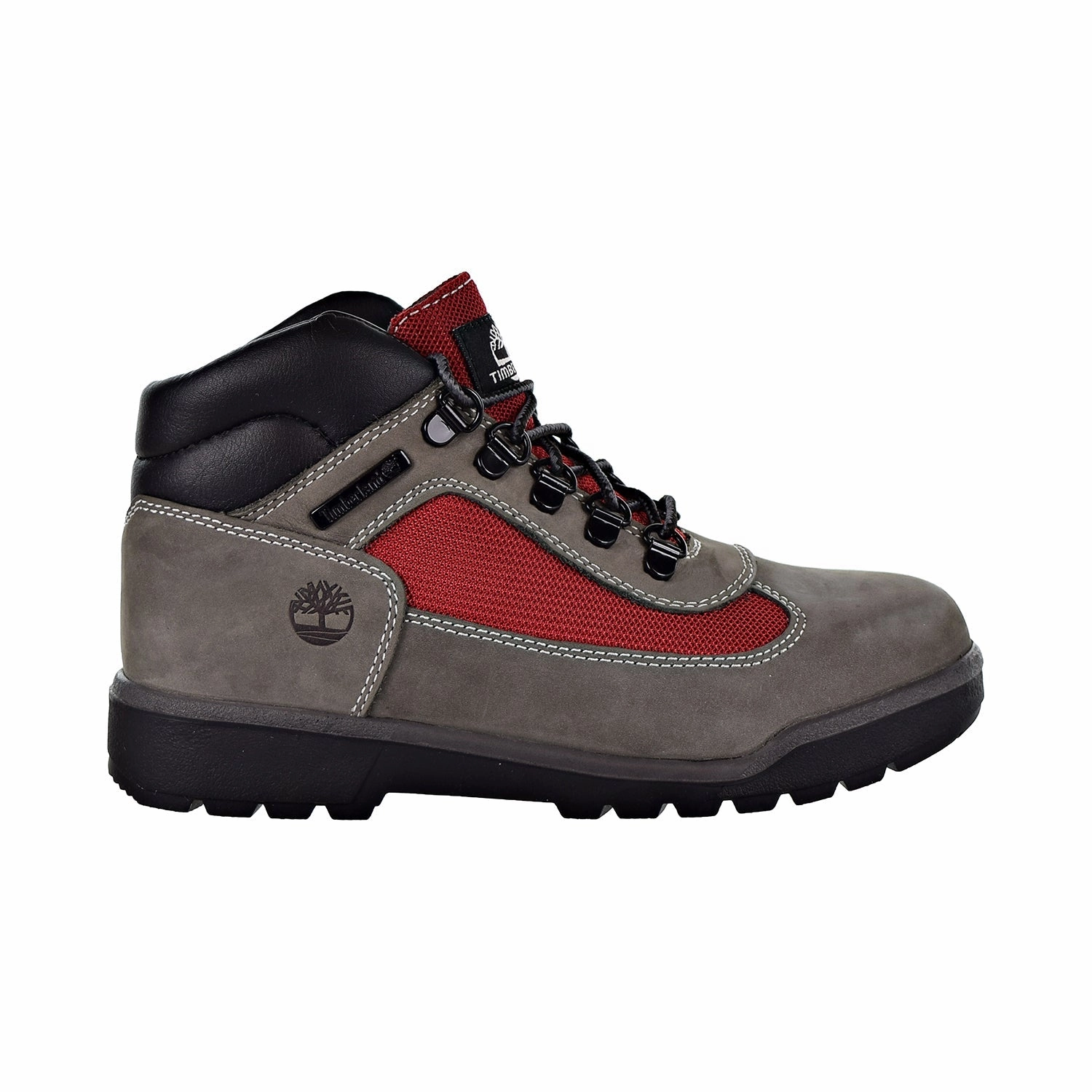 Timberland Field Boot L/F Mid Big Kids Shoes Grey/Red Winter Waterproof Shoes